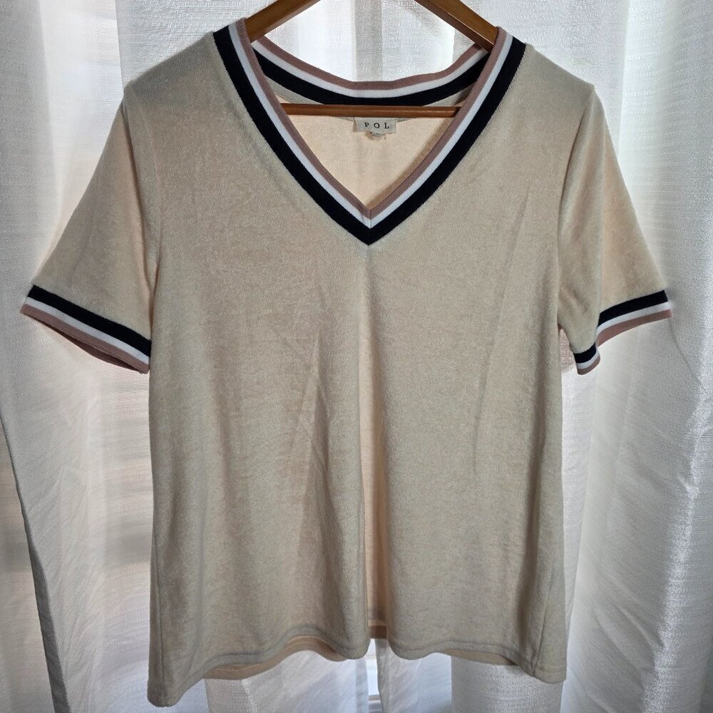 POL V-neck Short Sleeve Women's Knit Tee Shirt Size Small